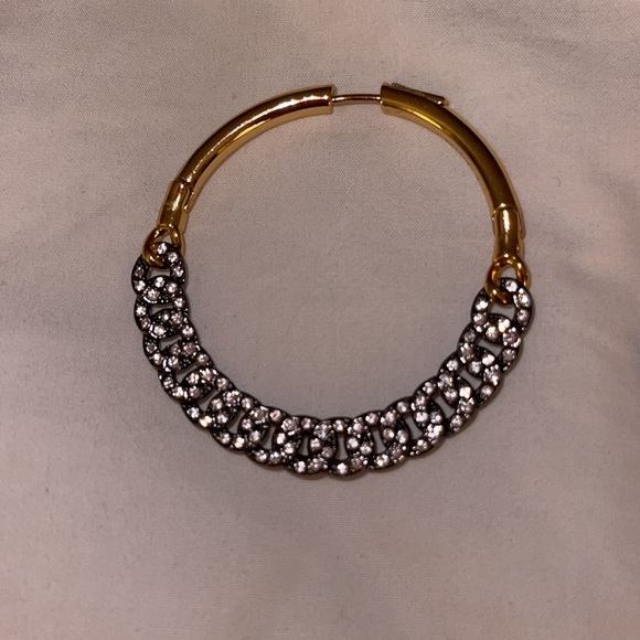 Demarson Jewelry Cristy Pav Swarovski Crystal Chain Hoop Earrings